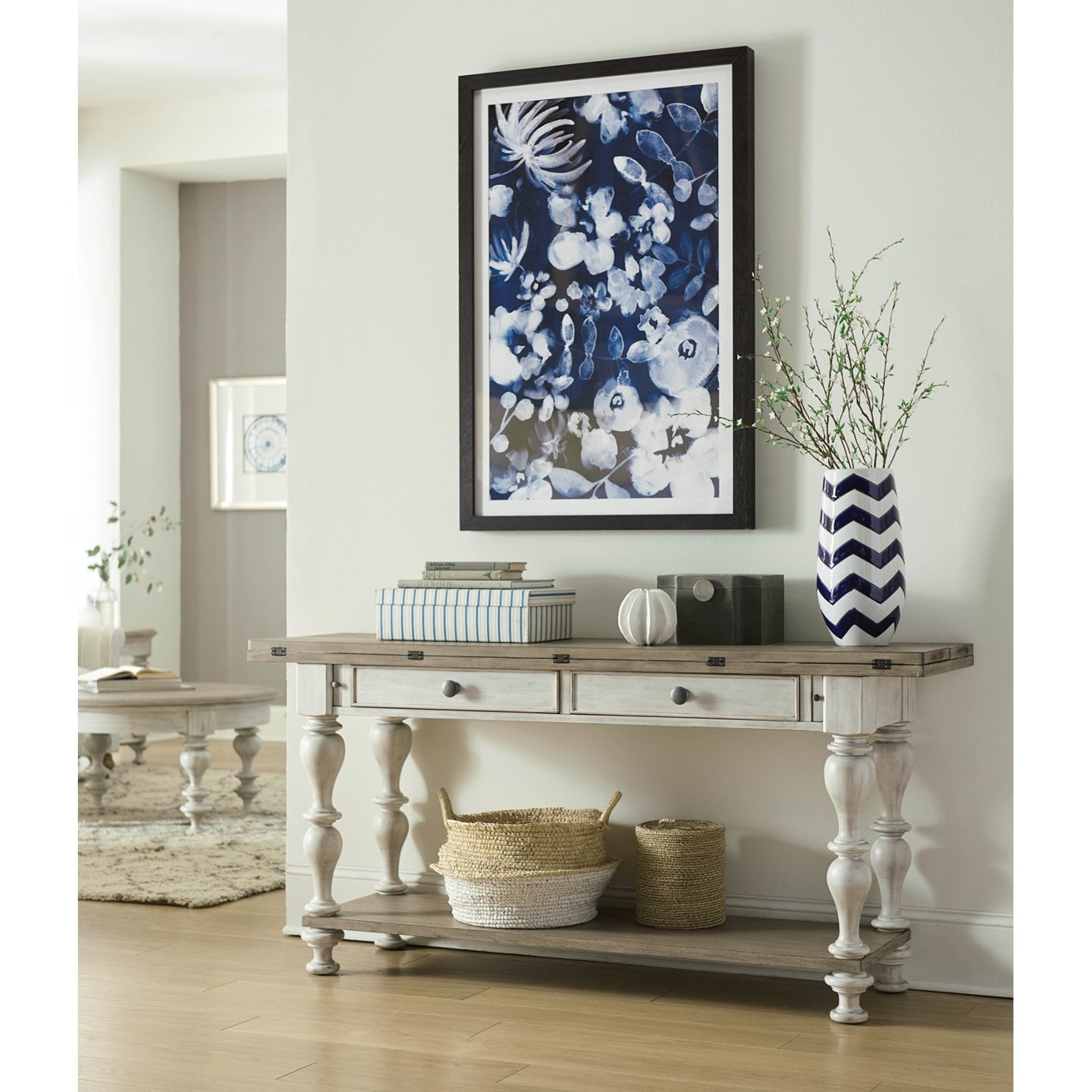 American Drew Litchfield 750 Lakeside Flip Top Table with Two Drawers